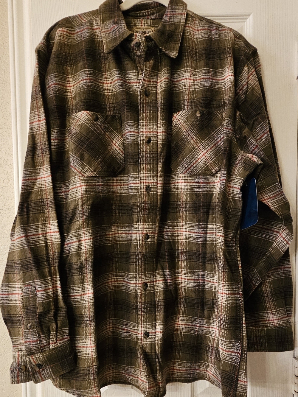Men's XLT NWT Olive Plaid Button-Up Shirt - Schmidt Workwear